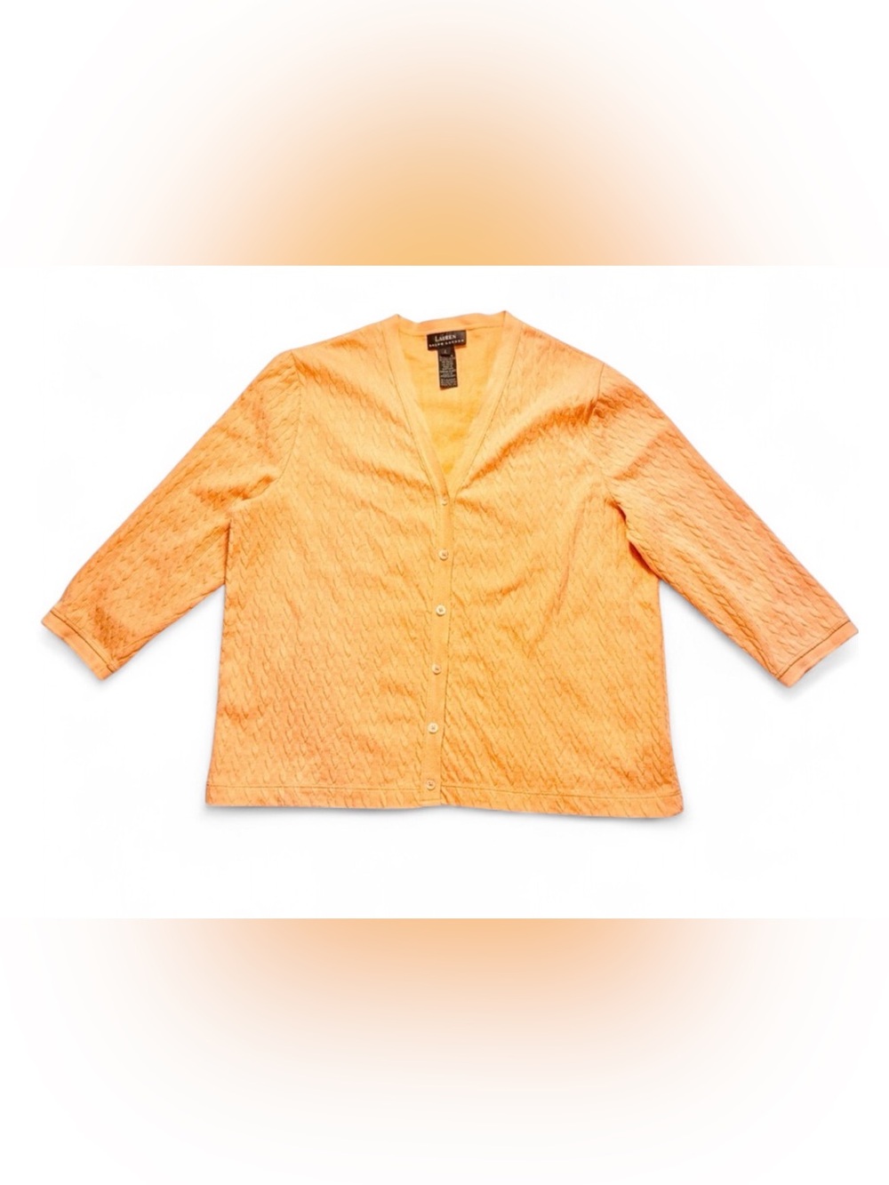 Lauren Ralph Lauren Women's Cable Knit 3/4 Sleeve V-Neck Cardigan Top Size Large - Picture 2 of 7